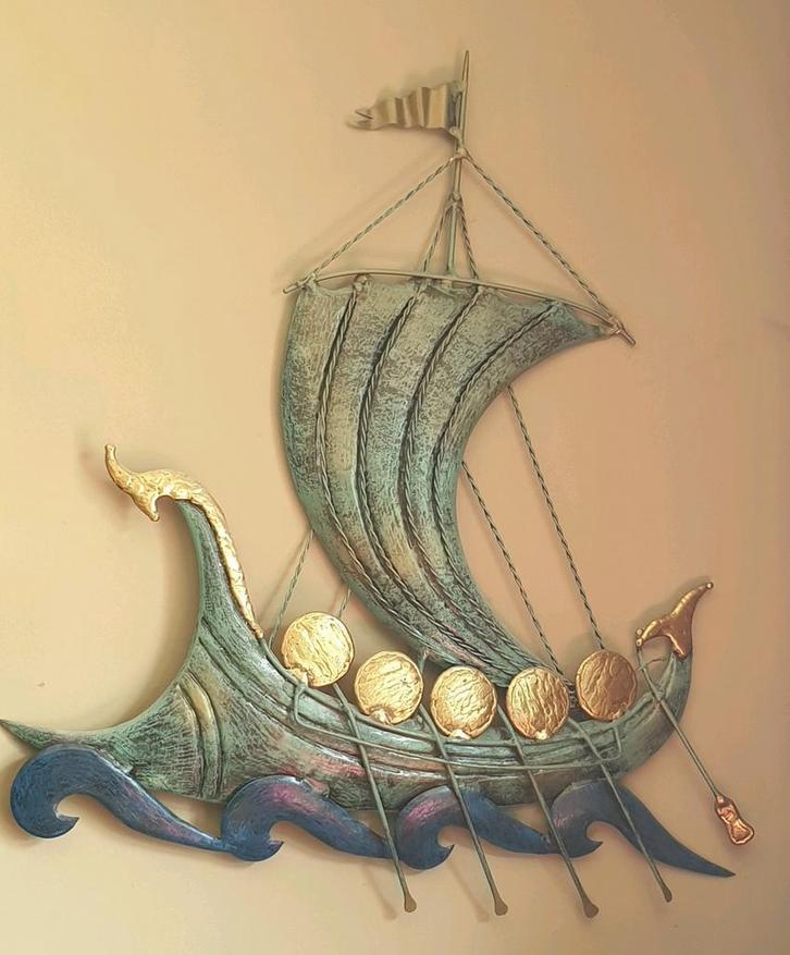 Handgemaakte Griekse boot Argo massief gegoten metaal/bronze, Antiek en Kunst, Kunst | Overige Kunst, Ophalen of Verzenden