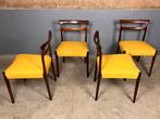 Palissander stoelen nieuw gestoffeerd MId Century Vintage, Ophalen, Gebruikt, Bruin, Moller Wegner Deens design rosewood geel