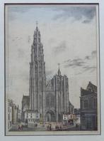 ONBEKEND / KATHEDRAAL ANTWERPEN / GRAVURE + AQUA / 37x30cm, Ophalen of Verzenden