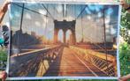 Canvas Broolyn Bridge + lijst, Neuf, 75 cm ou plus, Enlèvement ou Envoi, Autres matériaux