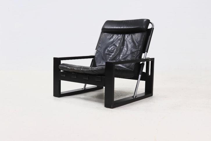 Brutalist Fauteuil Sonja Wasseur Jaren 60 70 Vintage Design, Huis en Inrichting, Zitzakken, Gebruikt, Zwart, Ophalen