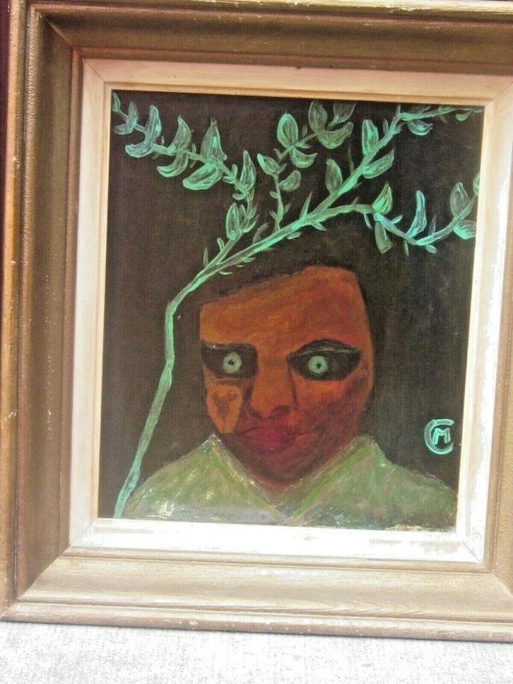 Etrange HSP Art Brut 1960 signé à identifier 1960, Antiek en Kunst, Kunst | Schilderijen | Modern, Ophalen of Verzenden