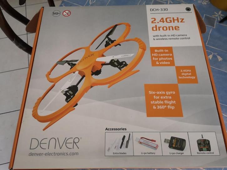 Quaddrone quad drone merk Denver, Hobby en Vrije tijd, Modelbouw | Radiografisch | Helikopters en Quadcopters, Zo goed als nieuw