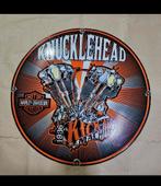 harley davidson knucklehead emaille reclamebord, Ophalen of Verzenden, Zo goed als nieuw, Reclamebord