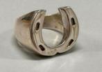 Massief metaal 925 sterling zilver Hoefijzer Geluk ring oud, Ophalen of Verzenden, Zilver, Ring, Verguld