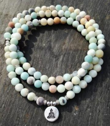 Amazoniet mala ketting met Boeddha bedel beschikbaar voor biedingen