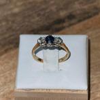 Gouden Ring 18k met Saffier en Diamanten - Maat 17, Handtassen en Accessoires, Ringen, Ophalen of Verzenden, Zo goed als nieuw