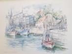 Aquarelle signée LEGAI - MONFLEUR les hautes maisons, Ophalen of Verzenden