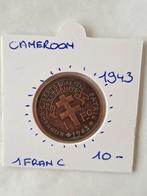 Cameroon 1 franc 1943 MOOI !!!, Timbres & Monnaies, Monnaies | Afrique, Enlèvement ou Envoi