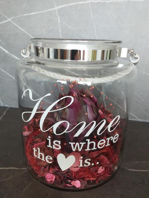 Decoratie bokaal ‘Home is where the hart is’ voor 3,00 euro., Huis en Inrichting, Woonaccessoires | Overige, Zo goed als nieuw