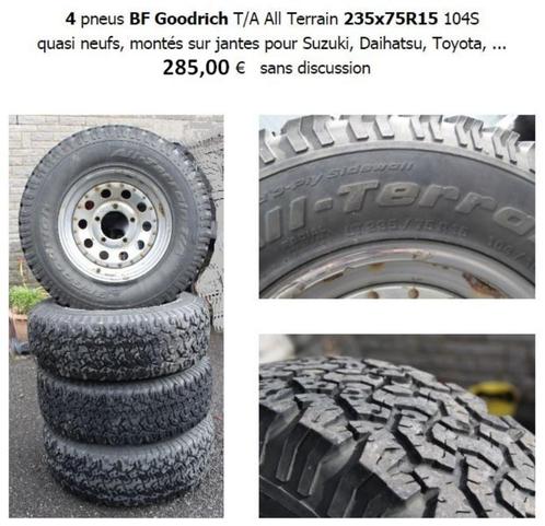 jantes et pneus 4x4, Auto-onderdelen, Banden en Velgen, Band(en), All Season, 15 inch, 235 mm, Terreinwagen, Gebruikt, Ophalen