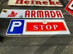 Stella P Stop emaille reclamebord, Verzamelen, Ophalen of Verzenden, Gebruikt, Reclamebord