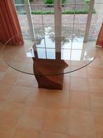 Mooie sierlijke ronde glazen tafel (4-6 plaatsen), Huis en Inrichting, Ophalen, Gebruikt, Rond, Glas