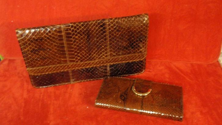 Leder handtas en bijhorende geldbeugel, Bijoux, Sacs & Beauté, Sacs | Sacs Femme, Utilisé, Sac à main, Brun, Enlèvement ou Envoi