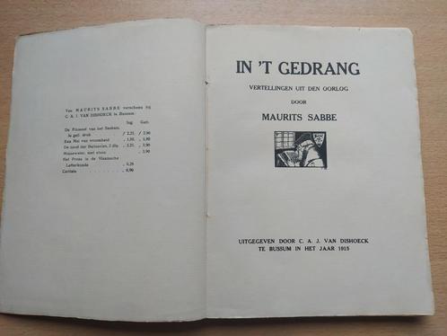 Maurits Sabbe: In't Gedrang (1915), Antiek en Kunst, Antiek | Boeken en Manuscripten, Ophalen of Verzenden