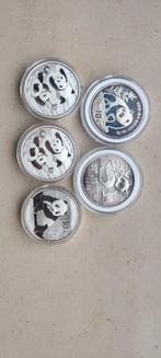 Pandas 1 oz 5 stuks, Postzegels en Munten, Ophalen of Verzenden, Zilver