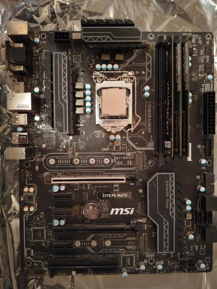 MSI Z270 PC Mate+i5 7600K+32 GB RAM, Computers en Software, Moederborden, Gebruikt, Intel, DDR4, Verzenden