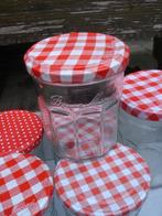 10 x Jampot / inmaak pot / rood wit / van glas, Ophalen, Gebruikt, Glas, Overige typen