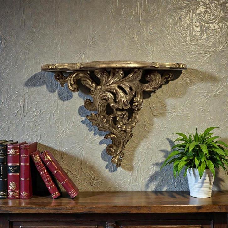 Vintage 'gouden'  barok hangtafeltje / console tafel, Antiek en Kunst, Antiek | Meubels | Tafels, Ophalen of Verzenden