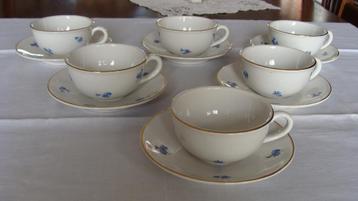 6 anciennes tasses et sous-tasses, poinçonné vintage, Enlèvement ou Envoi