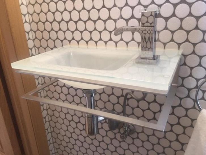 Lave mains design en verre, Doe-het-zelf en Bouw, Sanitair, Gebruikt, Kraan, Glas, Ophalen