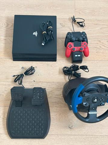 Verkoop van ps4 pro + bakjes + gamingstuur en pedalen beschikbaar voor biedingen