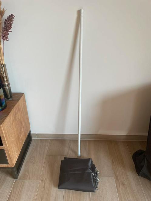 Douchegordijn 180 op 200 antraciet + stang + ringen, Huis en Inrichting, Stoffering | Gordijnen en Lamellen, Zo goed als nieuw