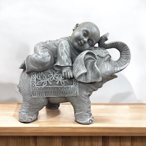 Monnik beeld op olifant, Verzamelen, Beelden en Beeldjes, Nieuw, Dier, Ophalen of Verzenden