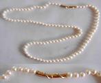 Collier perles de culture 94 cm gros fermoir or 18K bicolore, Enlèvement, Neuf, Or, Or
