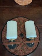 Vintage jaren 70 wandlampen – set 2st opaline glas/messing, ., Verre, Comme neuf, Enlèvement