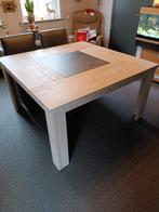 eiken tafel massief met 4 stoelen met wielen, Huis en Inrichting, Ophalen, Zo goed als nieuw