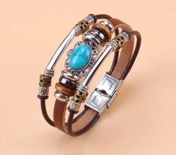 Armband Koffie Bruin Vintage groen turkoois kralen (Nieuw)  beschikbaar voor biedingen