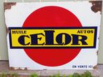 Emaille reclamebord HUILES AUTO Celor ca 1960, Ophalen of Verzenden, Gebruikt, Reclamebord