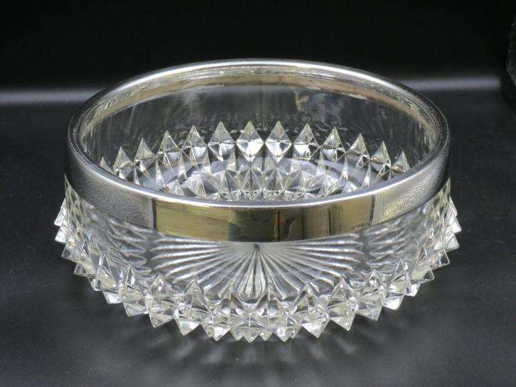 Val Saint Lambert - schaal met verzilverde rand, Antiek en Kunst, Antiek | Glaswerk en Kristal, Ophalen of Verzenden