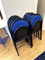 klapstoelen hoog blauw 8 stuks, Huis en Inrichting, Stoelen, Vijf, Zes of meer stoelen, Blauw, Metaal, Zo goed als nieuw