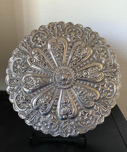 Schitterende antieke ronde zilveren spiegel van Turkse oorsp, Antiek en Kunst, Antiek | Zilver en Goud, Zilver, Ophalen of Verzenden