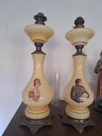 Paar kerosinelampen - Napoleon en Josephine - opaline, Antiek en Kunst, Ophalen of Verzenden