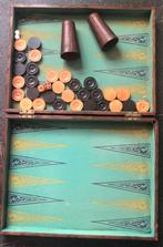 Vintage backgammon in houten speelkoffer, Antiek en Kunst, Antiek | Speelgoed, Ophalen