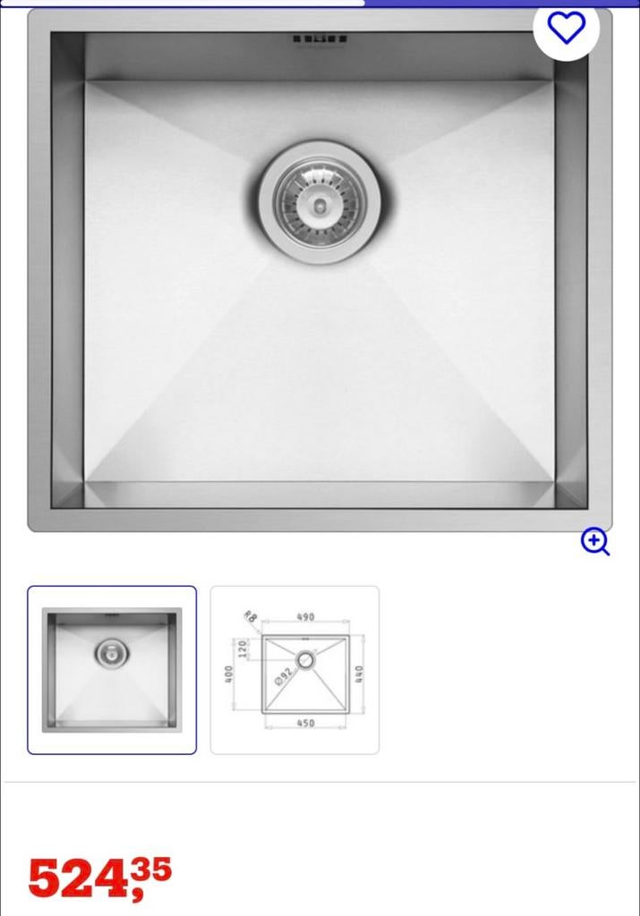 Van Marcke go Tritoni évier 45x49 cm qualité superieur neuf, Maison & Meubles, Cuisine | Éléments de cuisine, Enlèvement, Neuf