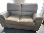 Beige lederen salon, Huis en Inrichting, Zetels | Zetels, Ophalen, Gebruikt, Vierpersoons of meer, Leer