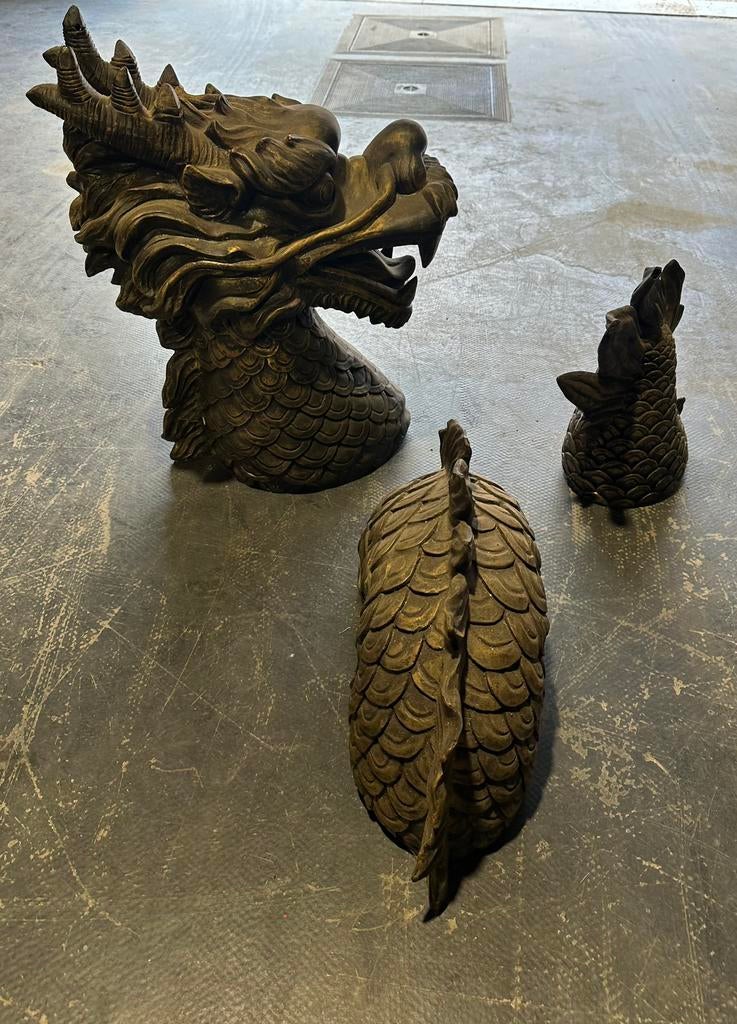 Dragon décoratif en trois parties, Objet de décoration, Enlèvement, Utilisé, Bois