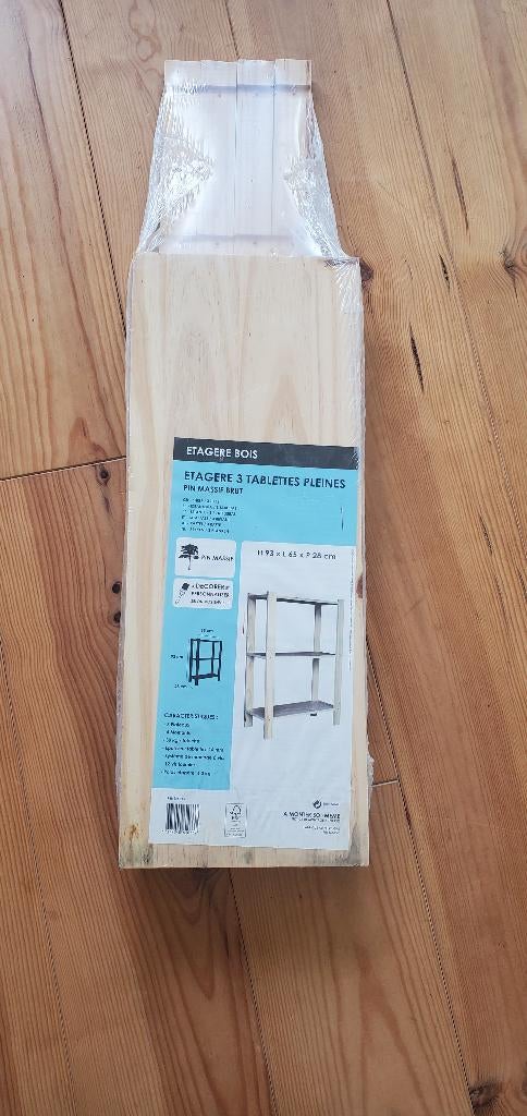 Étagère en bois massif – 3 tablettes (neuve), Enlèvement, Utilisé