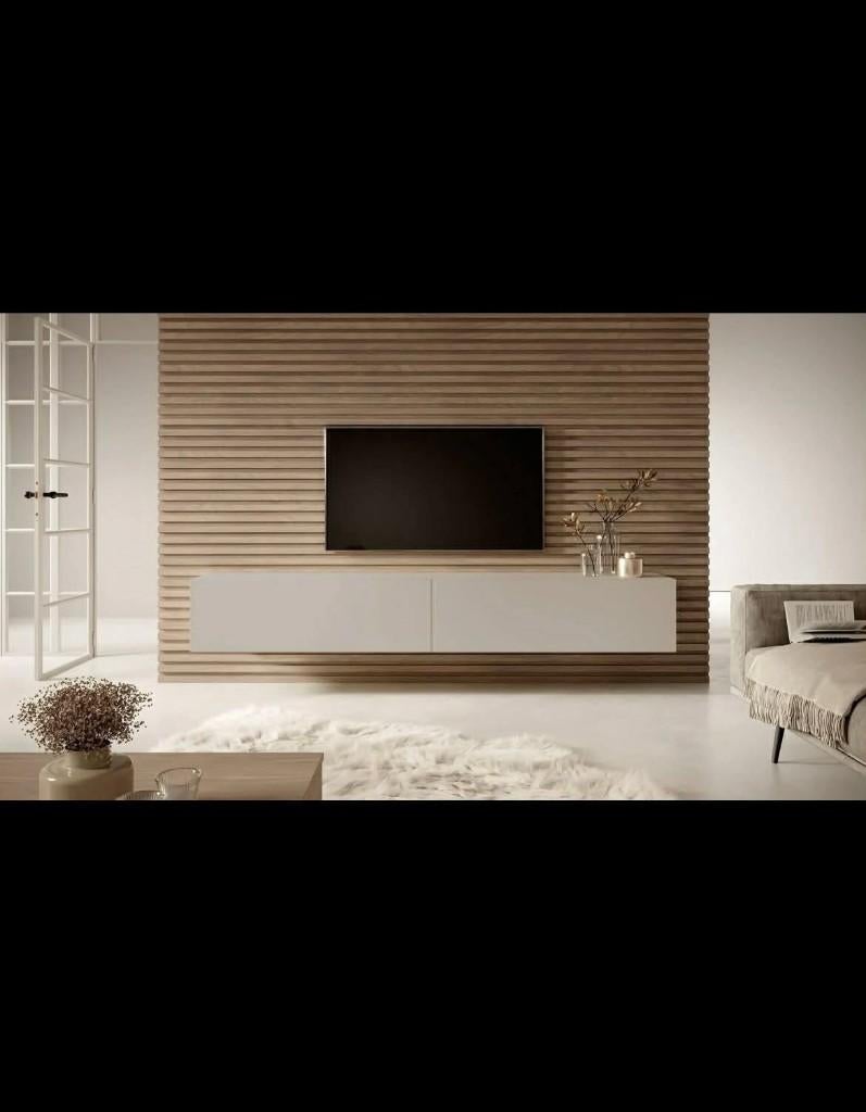 Set TV-meubel + vitrinekast, Maison & Meubles, Armoires | Mobilier de télévision, Neuf, 150 à 200 cm, 150 à 200 cm, 25 à 50 cm