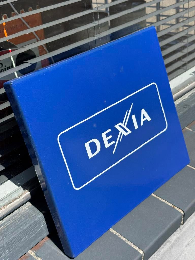 DEXIA emaille reclamebord, Verzamelen, Ophalen of Verzenden, Gebruikt, Reclamebord