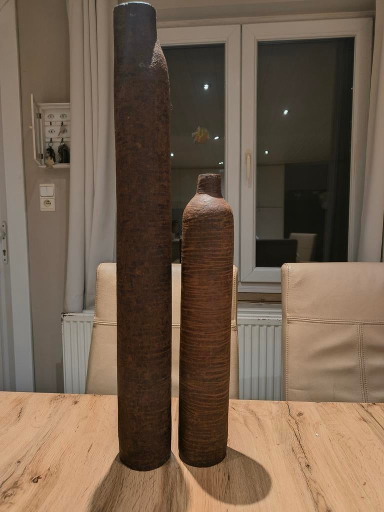 2 designer handgemaakte vazen Domingos Totora, Huis en Inrichting, Woonaccessoires | Vazen, Ophalen