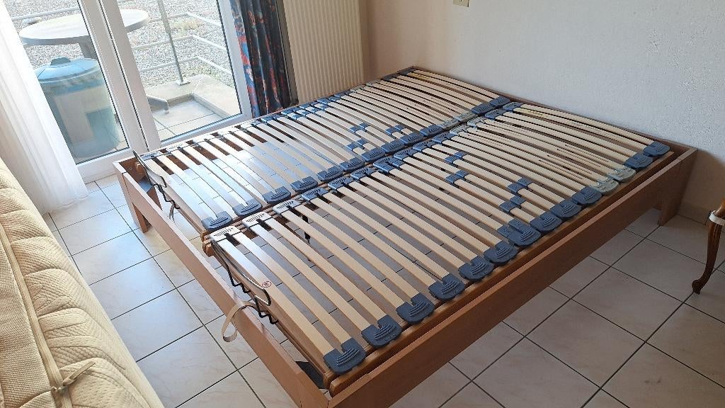 2 persoonsbed met lattenbodem en matras, Matelas, Comme neuf, Enlèvement, 180 cm