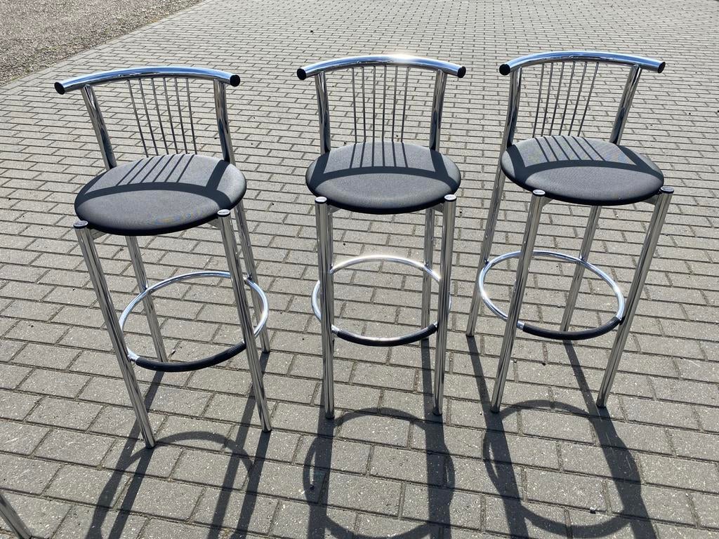 Set van 4 Calligaris Design Barstoelen – Chroom & Zwart, Enlèvement, Utilisé