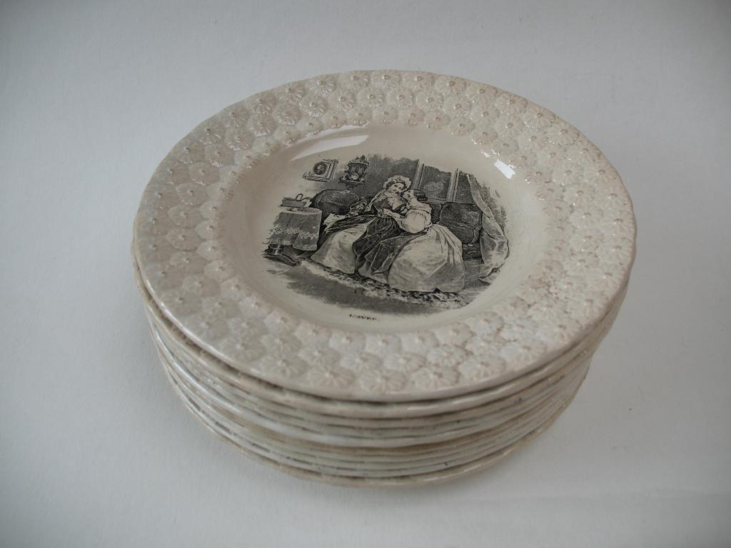 10 antieke bordjes Boch fréres keramis, medaille d'or 1847, Ophalen of Verzenden