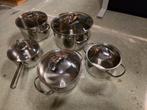 Lot de 5 casseroles WMF avec couvercles, Inox, Enlèvement ou Envoi, Comme neuf, Plaque céramique