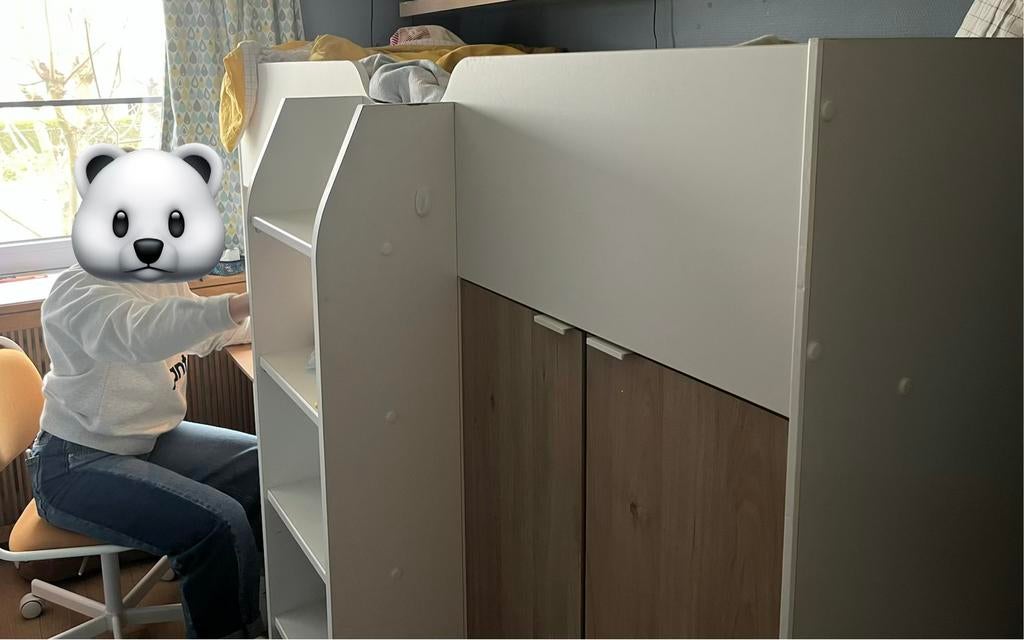 Half hoogslaper Emob, Huis en Inrichting, Slaapkamer | Stapelbedden en Hoogslapers, Ophalen, Gebruikt, Hoogslaper, Eenpersoons